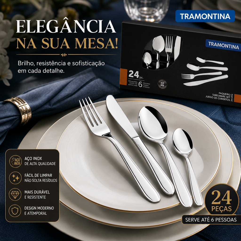 Faqueiro Tramontina 24 Peças Inox