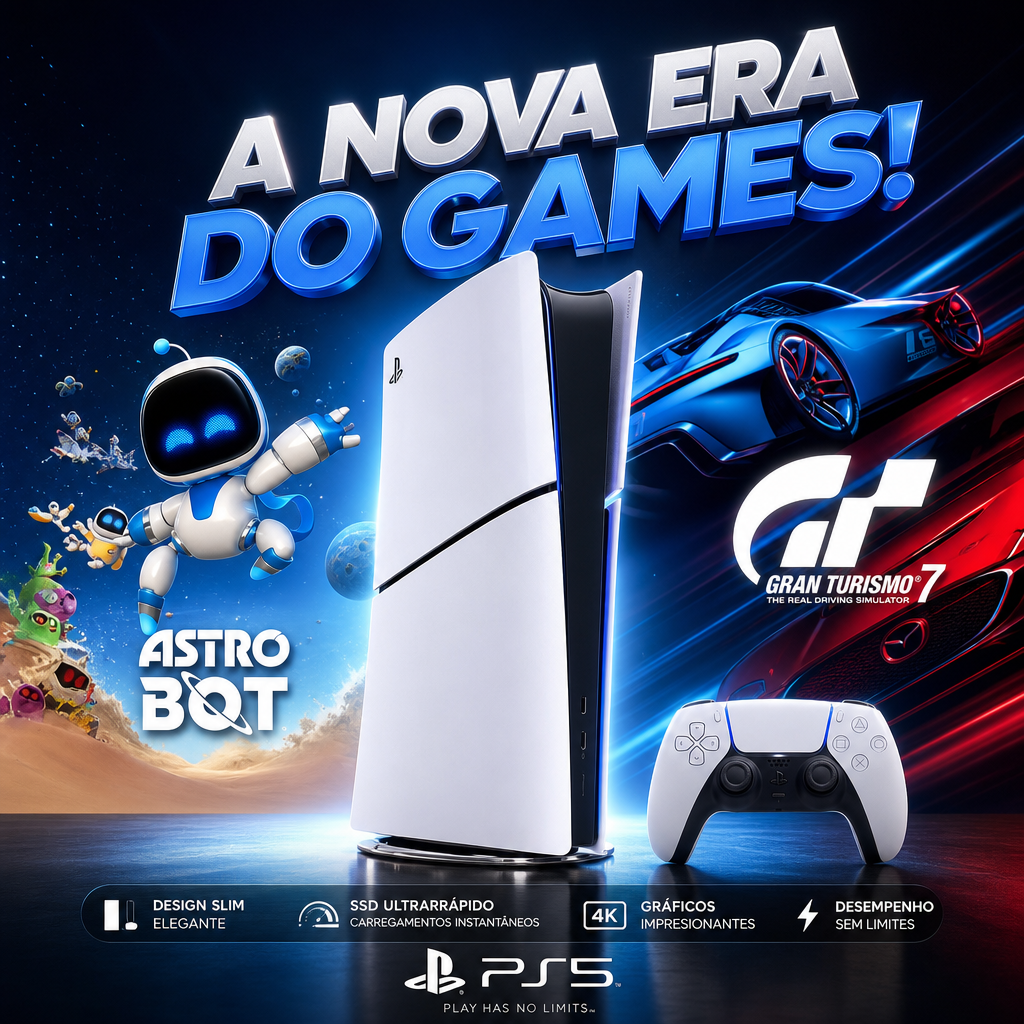 Console Playstation®5 Slim Digital - Pacote Astro Bot E Gran Turismo 7 - Branco